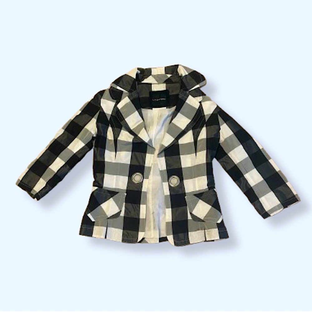 La Pargay Black & White Flannel Button-Down Outerwear Jacket - Size S